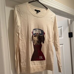 Cream Sweater with Dog Print